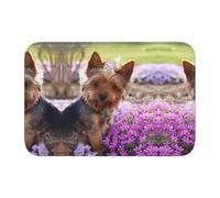 Tcoay Alfombra Antideslizante y Absorbente para baño, Ideal para Decorar el Suelo. Diseño con diseño de Perro Yorkshire Terrier.