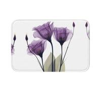 Tcoay Alfombra Antideslizante y Absorbente para baño, Ideal para Decorar el Suelo. Diseño con Flores de la Esperanza en Tonos Lavanda y Morado.