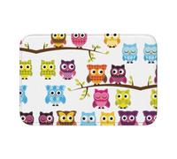 Tcoay Alfombra Antideslizante y Absorbente para baño, tapete de Entrada, diseño de búhos en Ramas de árbol