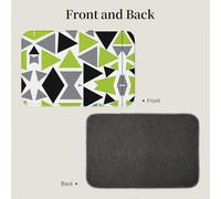 Tcoay Alfombra Antideslizante y Absorbente para baño, tapete de Entrada, diseño de triángulos aleatorios en Verde Lima, Gris y Negro sobre Blanco.