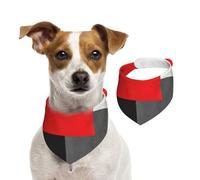 Tcoay Bloque geométrico Rojo, Gris, Negro y Blanco,Pañuelo con Babero para Mascotas, pañuelo para Perros y Gatos, Babero de Toalla, Bufanda Ajustable para Mascotas,M