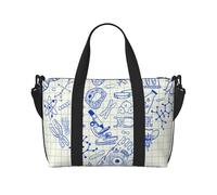 Tcoay Bolsa de playa reutilizable con dibujos de biología en forma de corazón para mujer.