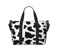 Tcoay Bolsa de playa reutilizable con diseño de vaca (letra pequeña) para mujer.