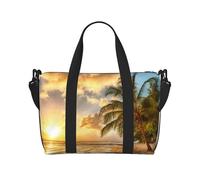 Tcoay Bolsa de playa reutilizable con paisaje de atardecer en el océano para mujer.