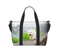 Tcoay Bolsa de playa reutilizable para mujer, ideal para el parque de mascotas Bichon Frise.
