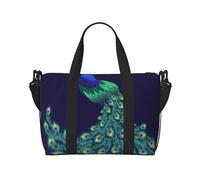 Tcoay Bolso de playa con diseño de pavo real colorido para mujer: bolsos de hombro reutilizables para viaje.