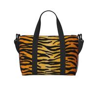 Tcoay Bolso de playa con estampado animal de tigre, negro y dorado, para mujer - Bolso de hombro reutilizable para viaje