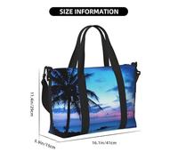 Tcoay Bolso de playa para mujer, diseño de isla tropical, playa, océano, rosa, azul y atardecer. Bolso de hombro reutilizable para viaje.