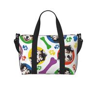 Tcoay Bolso de playa para mujer, diseño de pastor australiano, colorido y divertido. Bolsos de hombro reutilizables para viaje.