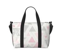 Tcoay Bolso de playa para mujer, diseño geométrico triangular, color rosa, gris y plateado, reutilizable, para viaje.