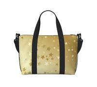 Tcoay Bolso de playa sin costuras dorado con estrellas para mujer - Bolso de hombro reutilizable para viaje