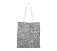 Tcoay Bolso de tela reutilizable para ir de compras, bolsa de mano para la compra, bolsa de hombro de lona multiusos,Destellos de purpurina plateada