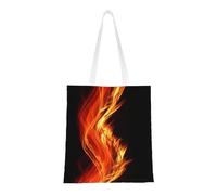 Tcoay Bolso de tela reutilizable para ir de compras, bolsa de mano para la compra, bolsa de hombro de lona multiusos,Llamas de dragón Fuego ardiente