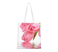 Tcoay Bolso de tela reutilizable para ir de compras, bolsa de mano para la compra, bolsa de hombro de lona multiusos,Tulipán Efecto Agua Flor Fresca Hermosa Rosa