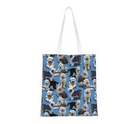 Tcoay Bolso de tela reutilizable para ir de compras, bolsa de mano para la compra, bolsa de hombro de lona multiusos,Viejo perro pastor inglés