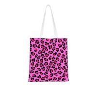 Tcoay Bolso de tela reutilizable para ir de compras, bolsa de mano para la compra, bolsa de hombro de lona multiusos,Estampado de leopardo morado