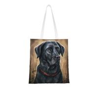 Tcoay Bolso de tela reutilizable para ir de compras, bolsa de mano para la compra, bolsa de hombro de lona multiusos,Labrador negro