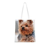 Tcoay Bolso de tela reutilizable para ir de compras, bolsa de mano para la compra, bolsa de hombro de lona multiusos,Yorkshire Terrier Perros Lindos Perros Cachorro