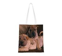 Tcoay Bolso de tela reutilizable para ir de compras, bolsa de mano para la compra, bolsa de hombro de lona multiusos,Perro Shar Pei