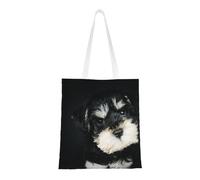 Tcoay Bolso de tela reutilizable para ir de compras, bolsa de mano para la compra, bolsa de hombro de lona multiusos,Cachorro Schnauzer miniatura