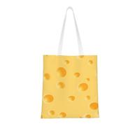Tcoay Bolso de tela reutilizable para ir de compras, bolsa de mano para la compra, bolsa de hombro de lona multiusos,Patrón de queso amarillo