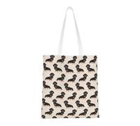 Tcoay Bolso de tela reutilizable para ir de compras, bolsa de mano para la compra, bolsa de hombro de lona multiusos,Perro salchicha