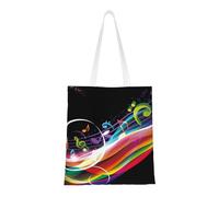 Tcoay Bolso de tela reutilizable para ir de compras, bolsa de mano para la compra, bolsa de hombro de lona multiusos,Música colorida