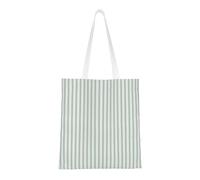 Tcoay Bolso de tela reutilizable para ir de compras, bolsa de mano para la compra, bolsa de hombro de lona multiusos,Funda de colchón de rayas estrechas en verde musgo y blanco