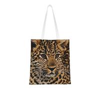 Tcoay Bolso de tela reutilizable para ir de compras, bolsa de mano para la compra, bolsa de hombro de lona multiusos,Lindo estampado de leopardo