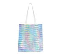 Tcoay Bolso de tela reutilizable para ir de compras, bolsa de mano para la compra, bolsa de hombro de lona multiusos,Holograma de colores del arco iris colorido holográfico