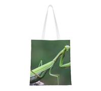 Tcoay Bolso de tela reutilizable para ir de compras, bolsa de mano para la compra, bolsa de hombro de lona multiusos,Mantis religiosa verde