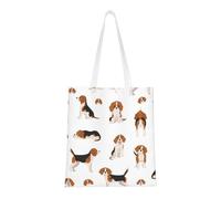 Tcoay Bolso de tela reutilizable para ir de compras, bolsa de mano para la compra, bolsa de hombro de lona multiusos,Lindo patrón de perro beagle