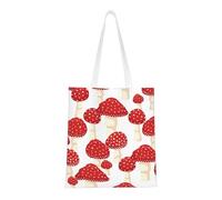 Tcoay Bolso de tela reutilizable para ir de compras, bolsa de mano para la compra, bolsa de hombro de lona multiusos,Patrón de hongos rojos amanita muscaria