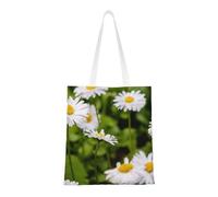 Tcoay Bolso de tela reutilizable para ir de compras, bolsa de mano para la compra, bolsa de hombro de lona multiusos,Flor brillante hermosa margarita