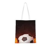 Tcoay Bolso de tela reutilizable para ir de compras, bolsa de mano para la compra, bolsa de hombro de lona multiusos,Fútbol en llamas