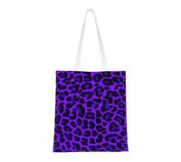 Tcoay Bolso de tela reutilizable para ir de compras, bolsa de mano para la compra, bolsa de hombro de lona multiusos,Estampado de leopardo morado