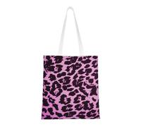 Tcoay Bolso de tela reutilizable para ir de compras, bolsa de mano para la compra, bolsa de hombro de lona multiusos,Estampado de leopardo morado