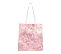 Tcoay Bolso de tela reutilizable para ir de compras, bolsa de mano para la compra, bolsa de hombro de lona multiusos,Mármol oro rosa