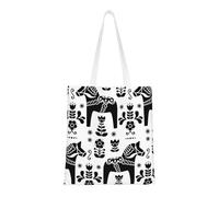 Tcoay Bolso de tela reutilizable para ir de compras, bolsa de mano para la compra, bolsa de hombro de lona multiusos,Arte popular sueco Dala Daleclarian Horse