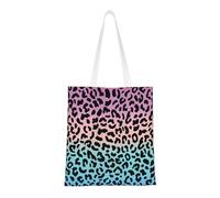 Tcoay Bolso de tela reutilizable para ir de compras, bolsa de mano para la compra, bolsa de hombro de lona multiusos,Estampado de leopardo, patrón de leopardo, morado