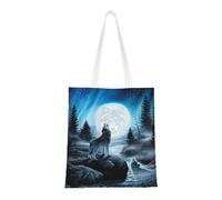 Tcoay Bolso de tela reutilizable para ir de compras, bolsa de mano para la compra, bolsa de hombro de lona multiusos,El resentimiento del lobo