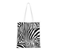 Tcoay Bolso de tela reutilizable para ir de compras, bolsa de mano para la compra, bolsa de hombro de lona multiusos,Fondo de rayas de cebra