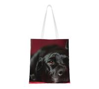 Tcoay Bolso de tela reutilizable para ir de compras, bolsa de mano para la compra, bolsa de hombro de lona multiusos,Labrador Retriever negro Mascotas Perros negros Bokeh