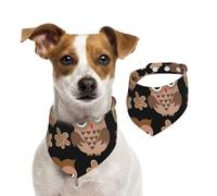 Tcoay Búho Lindo,Pañuelo con Babero para Mascotas, pañuelo para Perros y Gatos, Babero de Toalla, Bufanda Ajustable para Mascotas,L