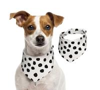 Tcoay Dálmata Blanco y Negro con Estampado Animal de Lunares,Pañuelo con Babero para Mascotas, pañuelo para Perros y Gatos, Babero de Toalla, Bufanda Ajustable para Mascotas,S