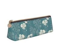 Tcoay Estampado de Lujo de Hojas adorables, Estuche para lápices, Estuche Triangular portátil para lápices con Cremallera, Neceser de Piel sintética de PVC para Adolescentes y Adultos.