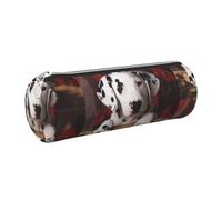 Tcoay Estuche de Cuero para lápices, Bolsa para cosméticos, Bolsa portátil para lápices con Cremallera Plateada,Impresión de Cachorro dálmata