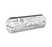 Tcoay Estuche de Cuero para lápices, Bolsa para cosméticos, Bolsa portátil para lápices con Cremallera Plateada,Matemáticas Geometría Geek Cálculo