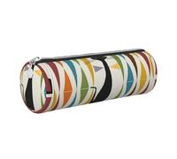 Tcoay Estuche de Cuero para lápices, Bolsa para cosméticos, Bolsa portátil para lápices con Cremallera Plateada,Gato de Arte Moderno del Siglo XX