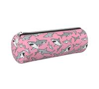 Tcoay Estuche de Cuero para lápices, Bolsa para cosméticos, Bolsa portátil para lápices con Cremallera Plateada,Tiburones Náutico Océano Mar Vida Marina Peces